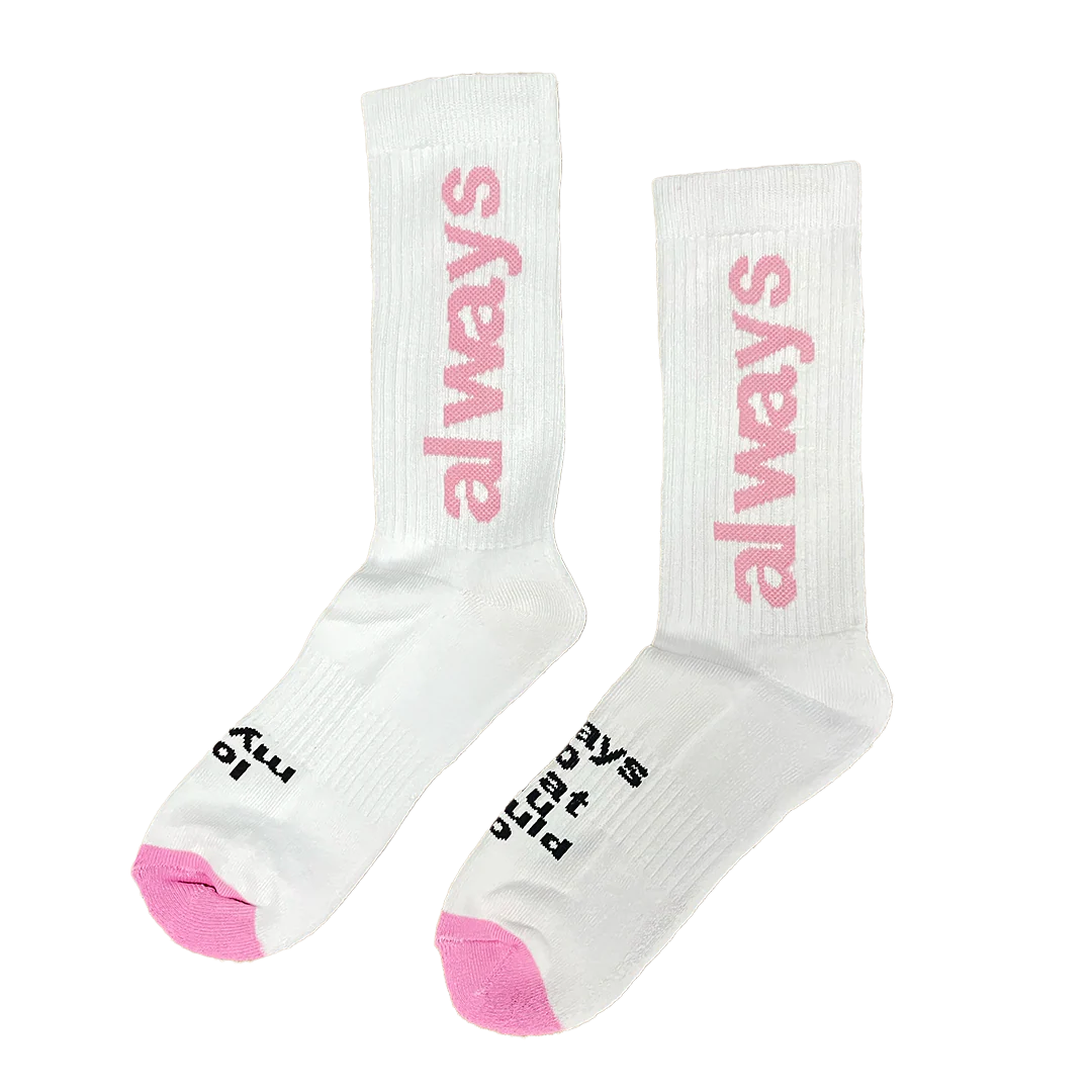 always up sock - pink/white