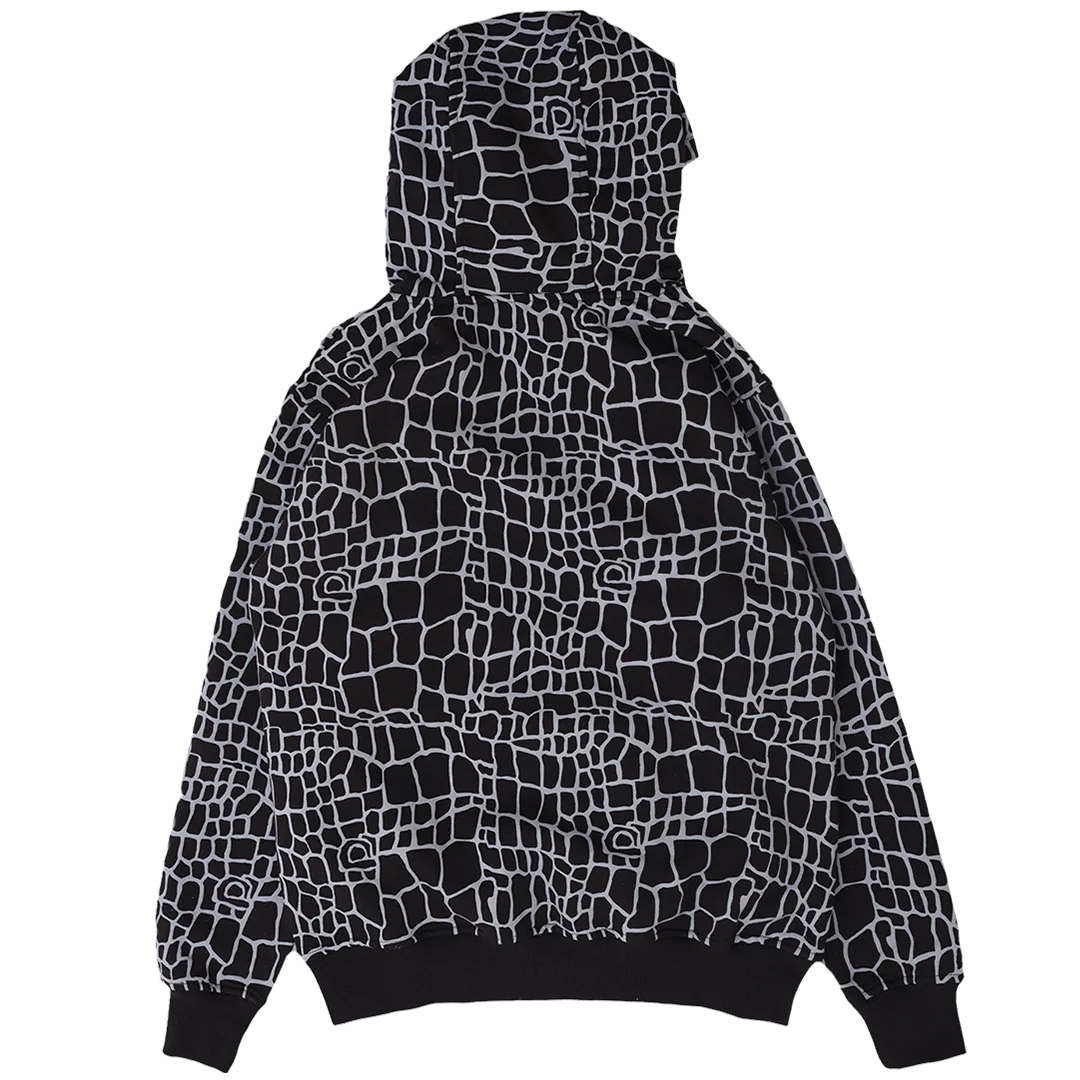 croc print hoodie - black - Image 2
