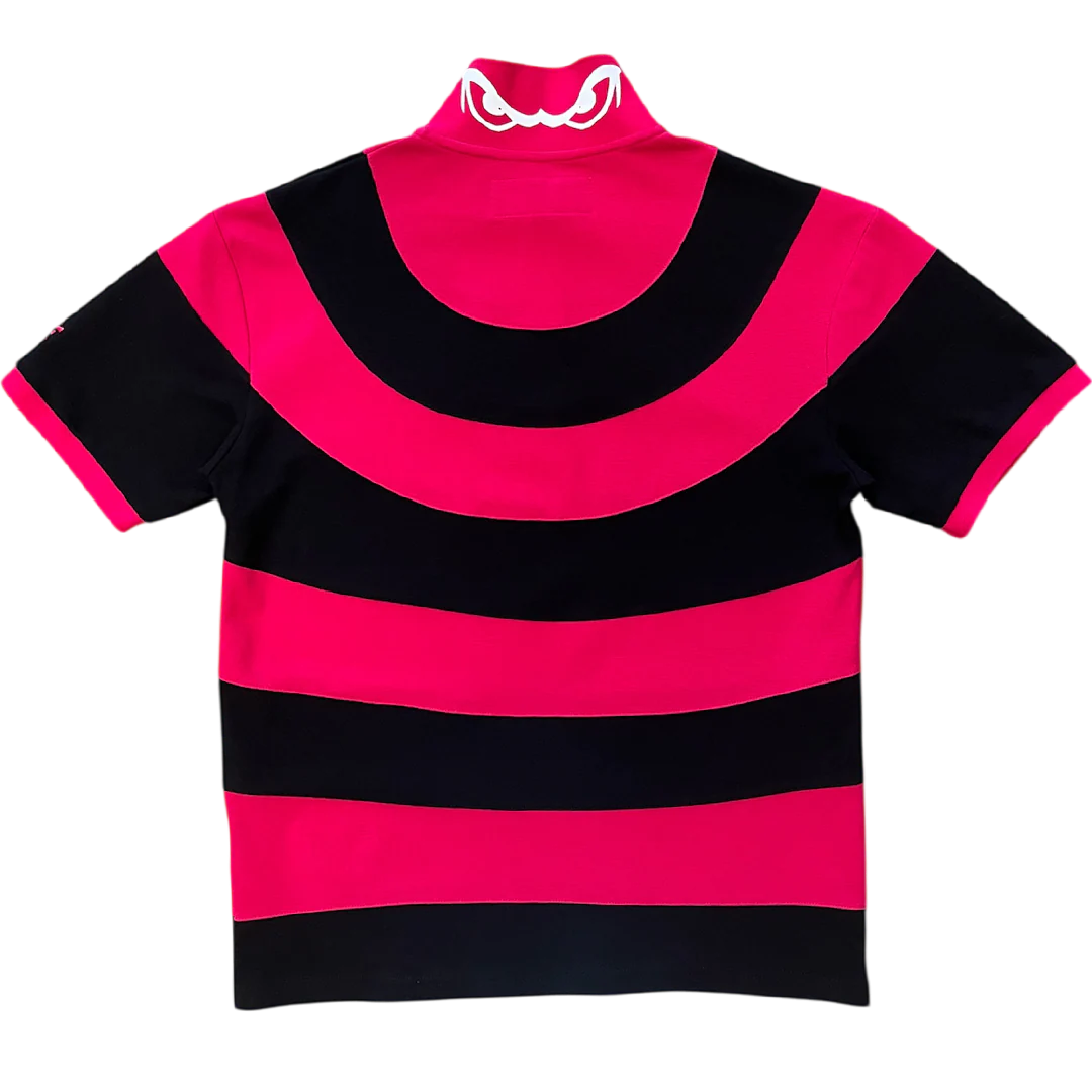 curved stripe polo - pink/black - Image 2