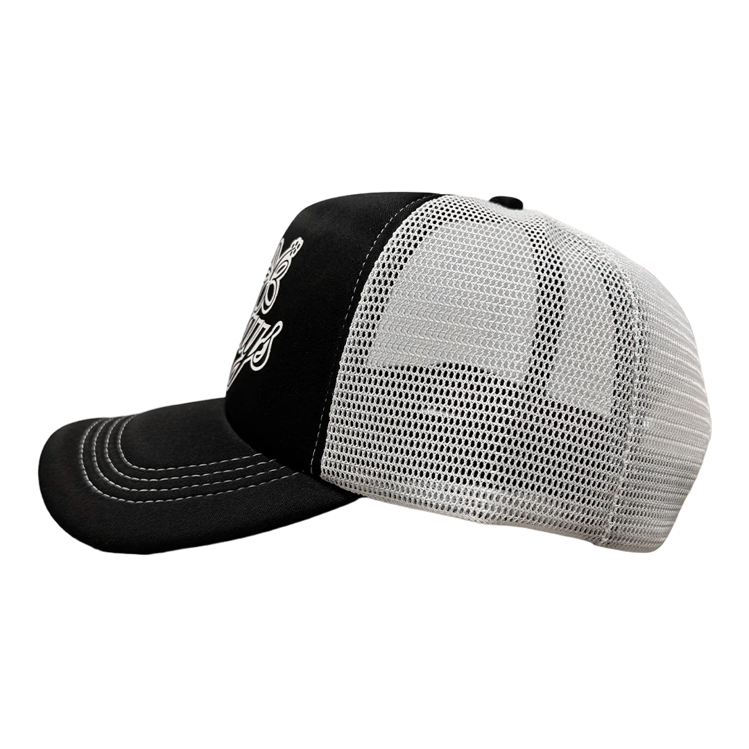 flower script trucker cap - black - Image 2