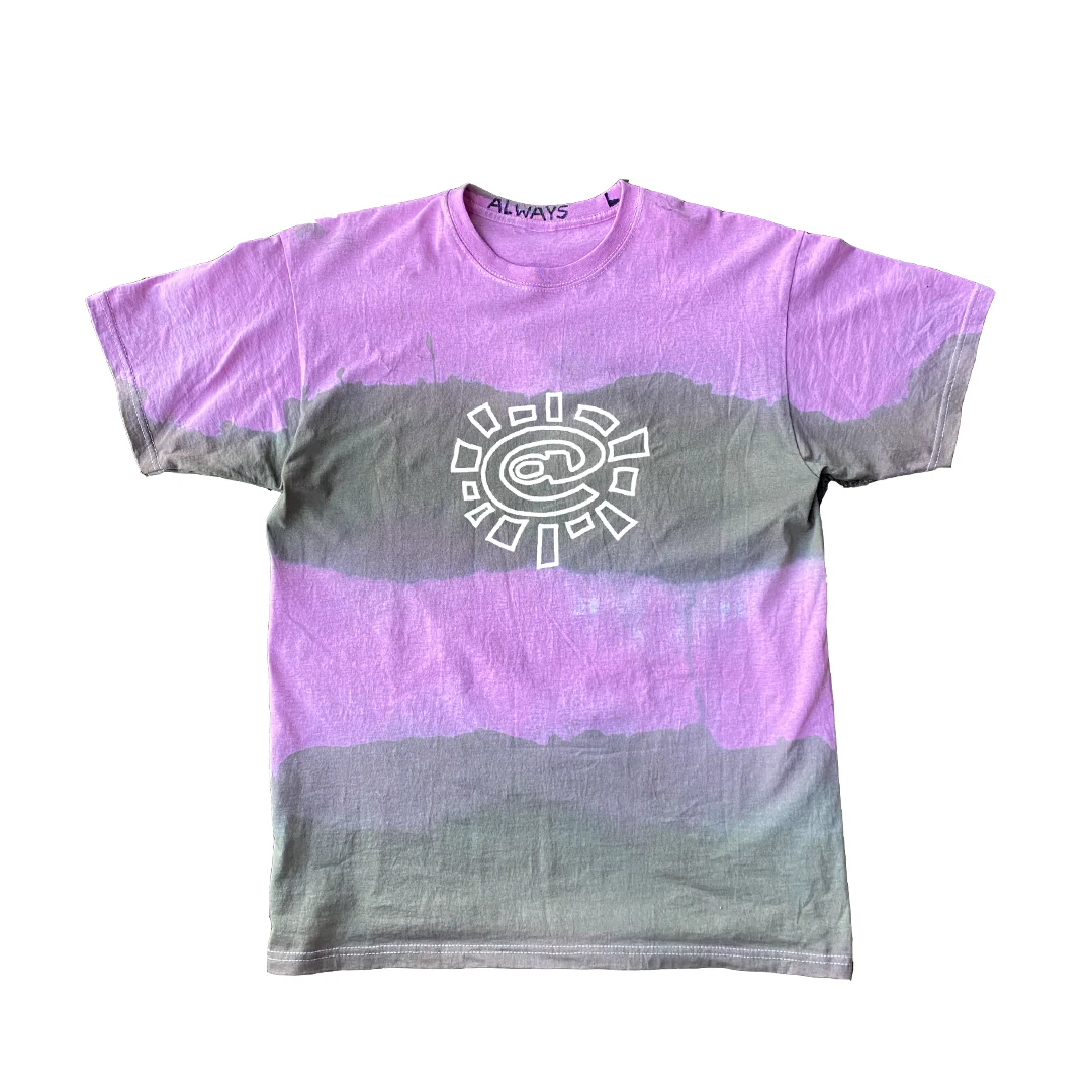 hand dye hand print tshirt - pink / brown