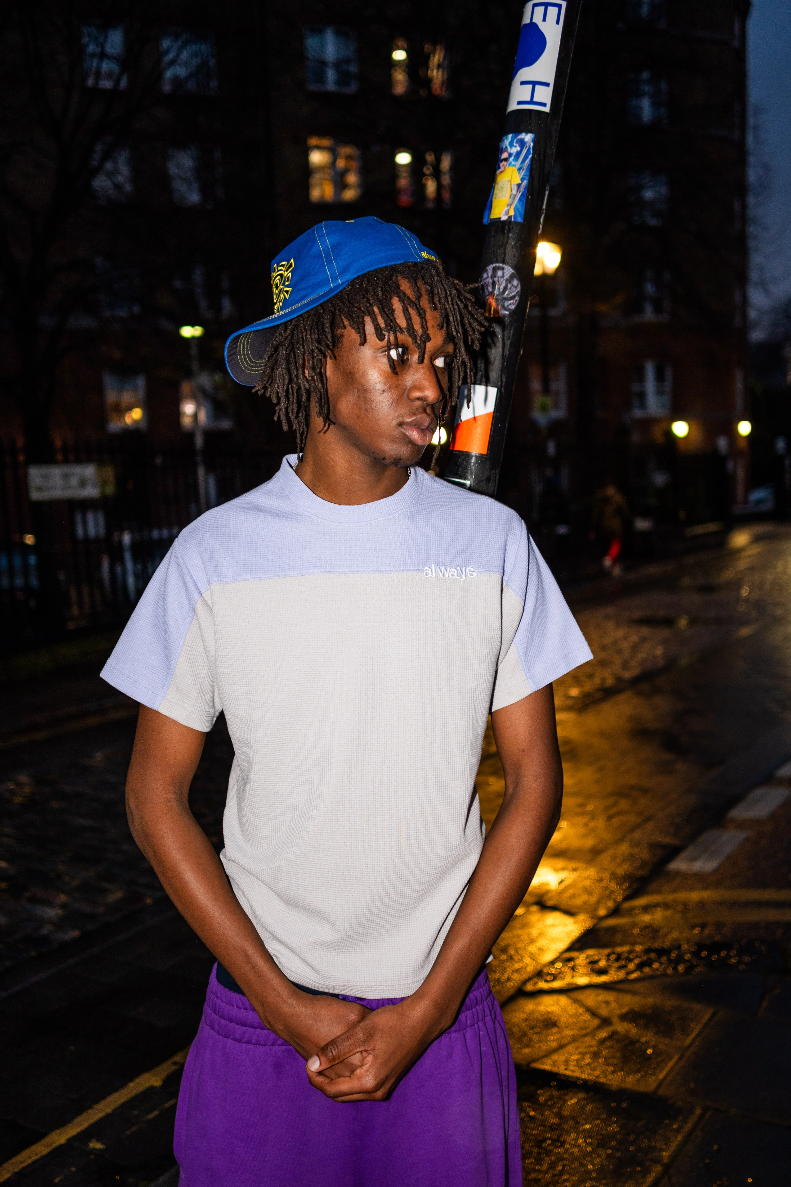 panelled waffle tshirt - lilac/silver - Image 3