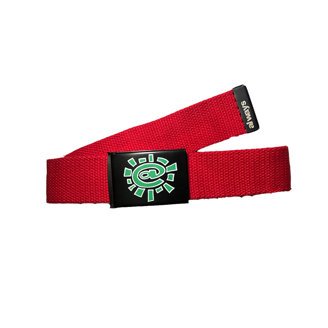red silk screen belt