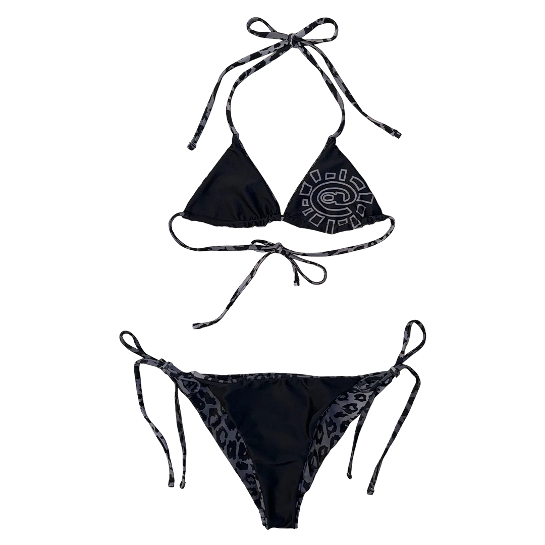 reversible bikini - silver/leopard