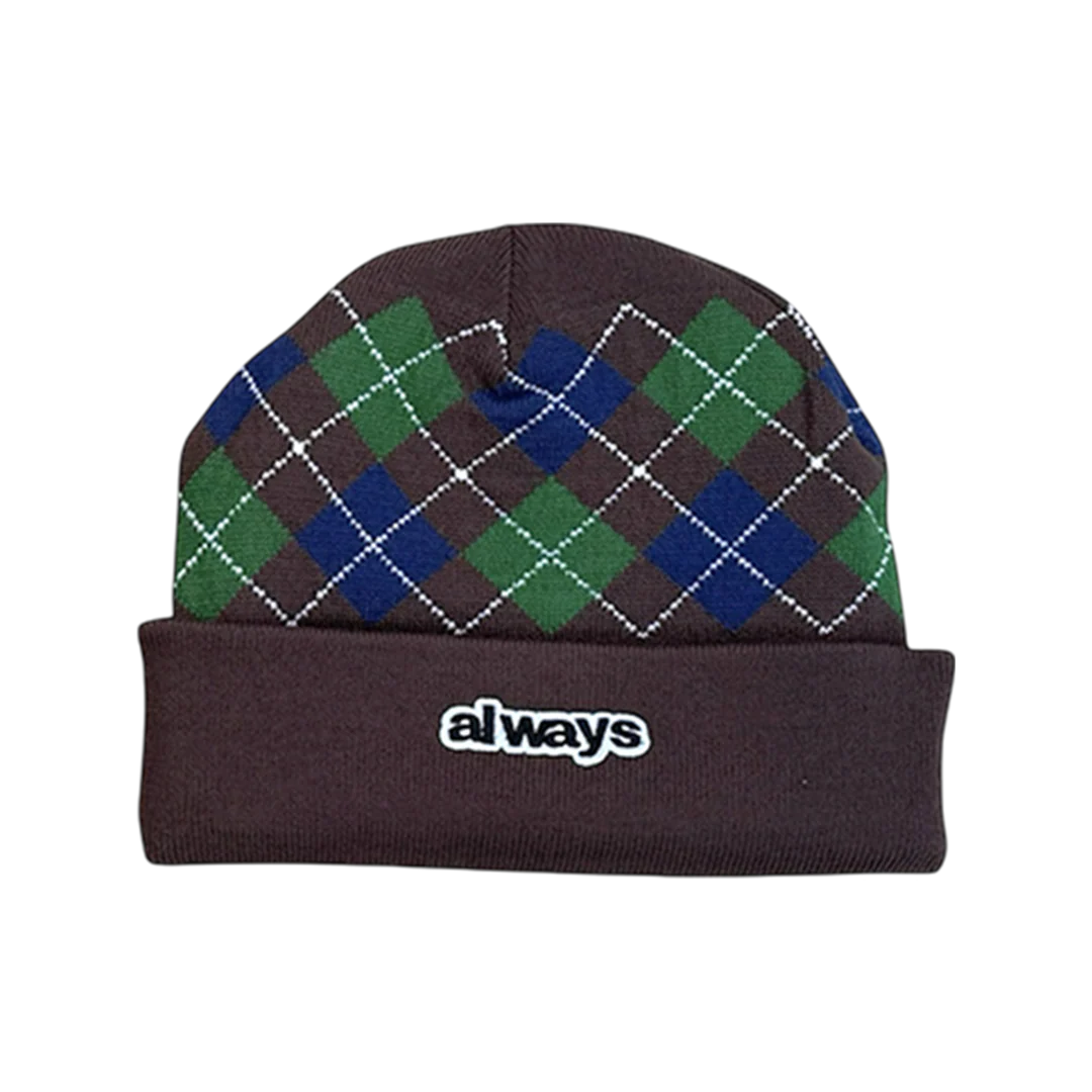 reversible brown cuff beanie - @sun/argyle - Image 3