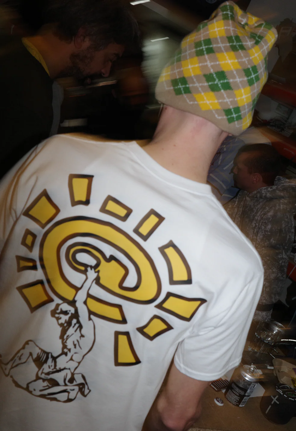 reversible no cuff beanie - sand/tartan - Image 3