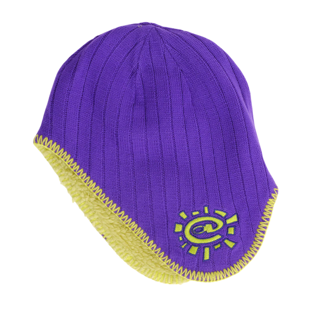 reversible ear flap beanie - purple/green - Image 3