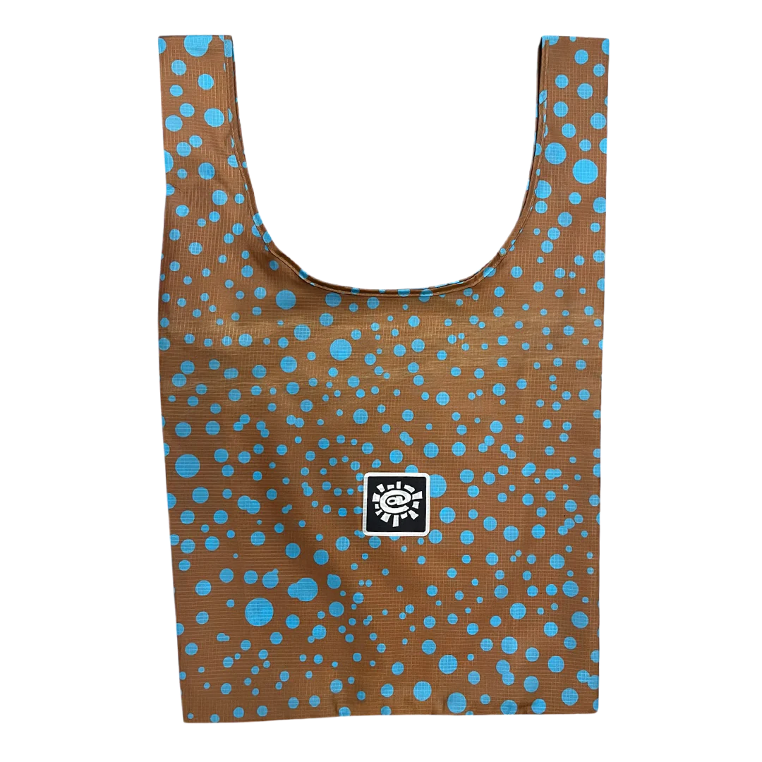 spotty reusable bag - brown/blue