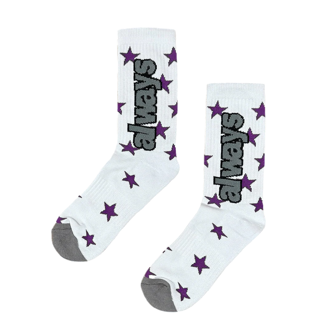 star always up sock purple