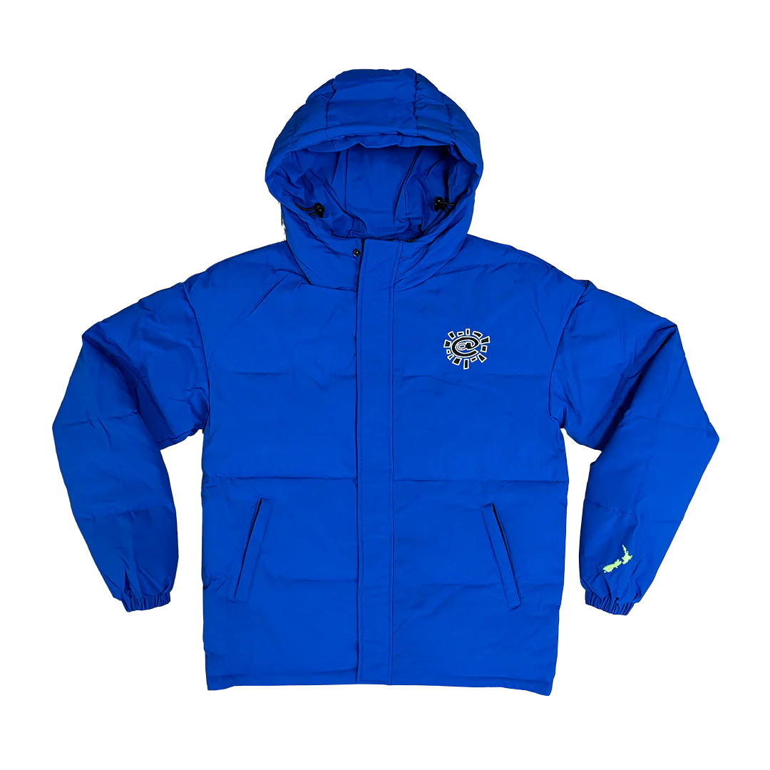 unisex royal blue puffa jacket