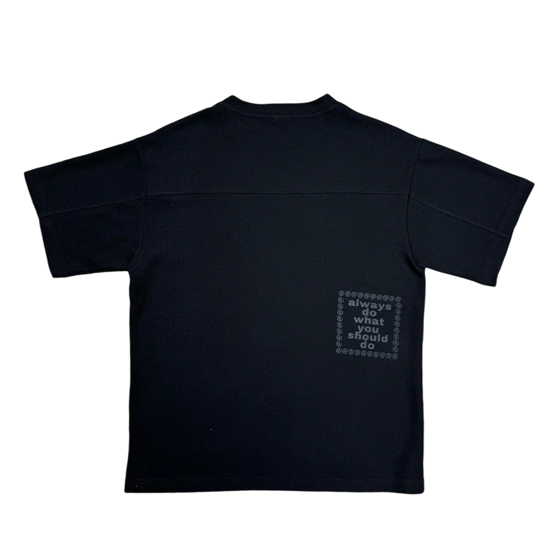 panelled waffle tshirt - black - Image 2