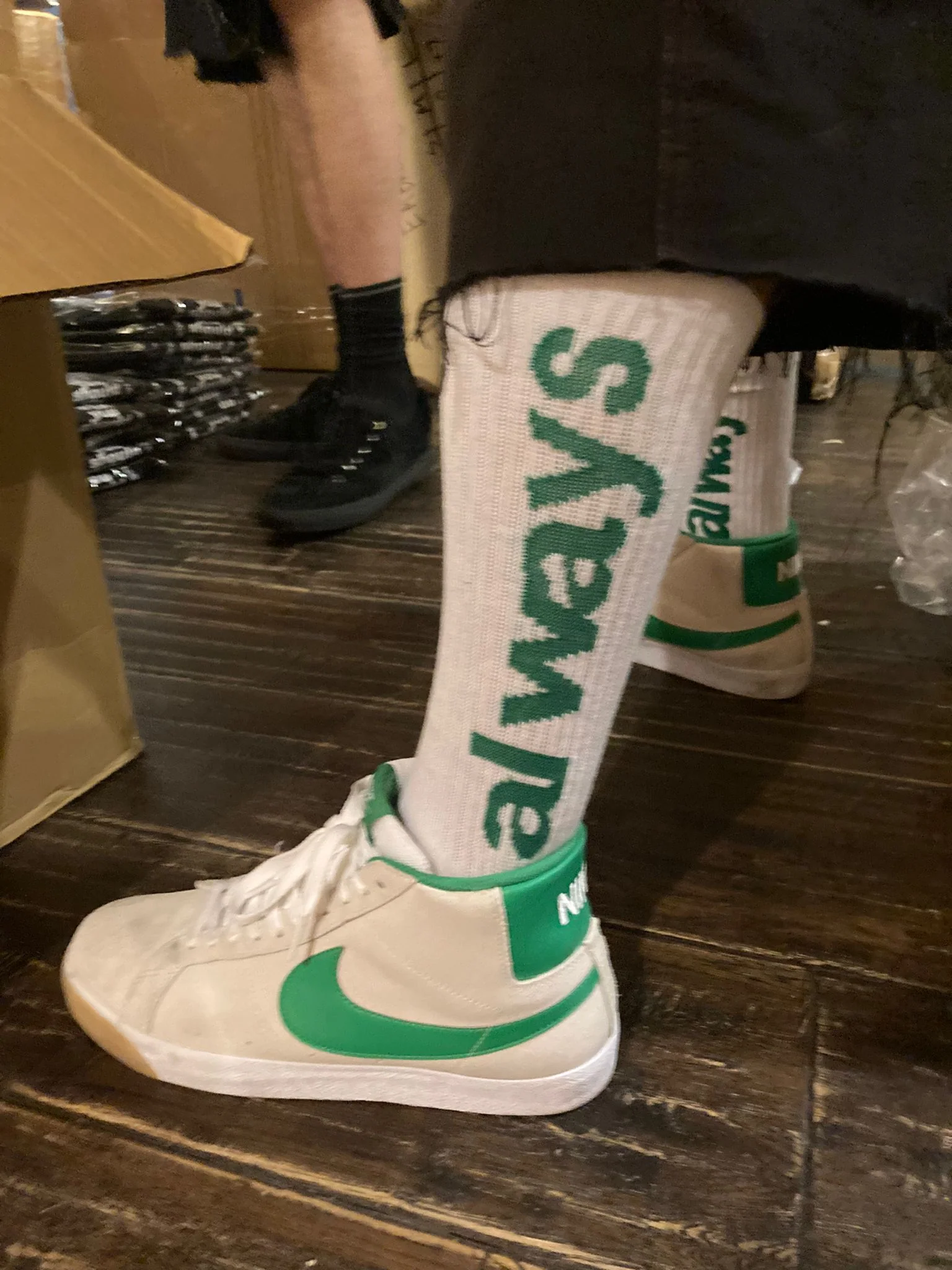 white / green always sock - Image 2