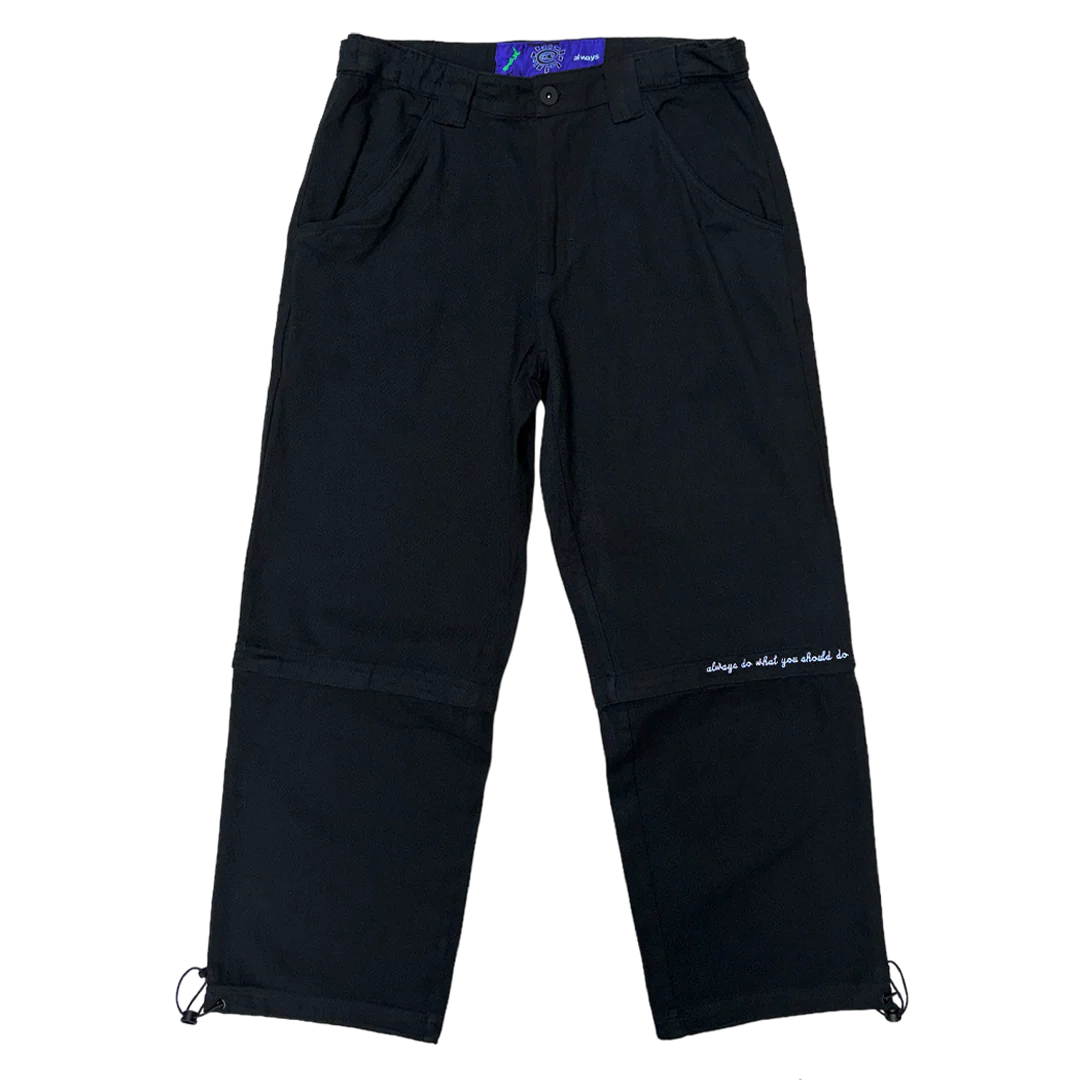 zip off drill trouser - black